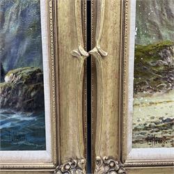 Frank Hider (British 1861-1933): 'High Tide on the Sussex Coast' and 'Near Ilfracombe', pair oils on canvas signed, titled verso 30cm x 48cm (2)