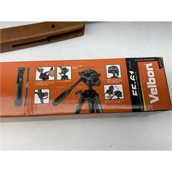 Hatsan .22 break-action air rifle retailed by Edgar brothers with 46cm barrel including fully integrated sound moderator, No.092031501; L113cm overall; in gun sleeve; together with Hawke Vantage 2-7x32 telescopic sight, Bressler Condor 24-72x100 spotting scope with carrying case and Velbon EF-61 tripod; all boxed (4)