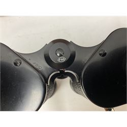 Brass telescope, together with Zenith 7 x 50 field binoculars, two polaroid cameras and other cameras and equipment 