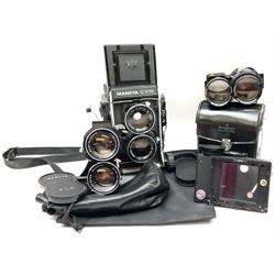 Mamiya C330 camera with Mamiya-Sekor ‘1:4.5 f=55mm’ lens, Mamiya-Sekor DS ‘1:3.5 f=105mm’ lens and Mamiya-Sekor SUPER ‘1:4.5 f=180mm’ lens