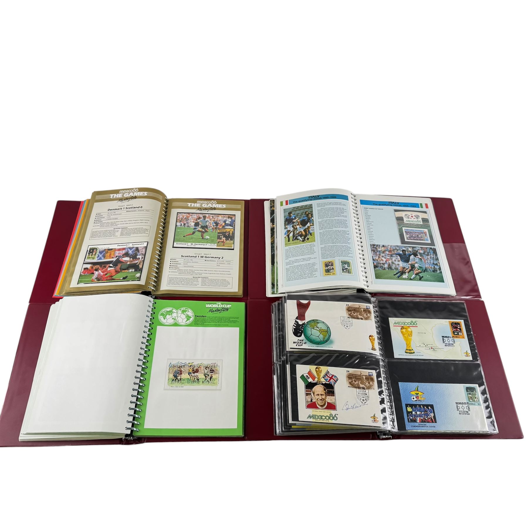 Four 1974 World Cup Masterfile stamp albums