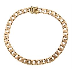 9ct rose gold flattened curb link bracelet, Sheffield import marks