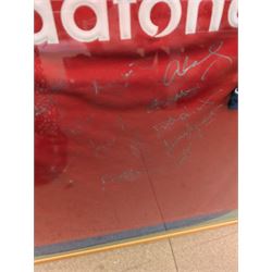 Cricket memorabilia: signed cricket bat from John Childs Benefit year 1994, and two framed England cricket shirts both with signatures, largest frame H95cm