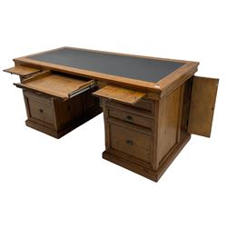 Barker & Stonehouse - Villiers reclaimed eastern pine twin pedestal desk, faux leather inset top