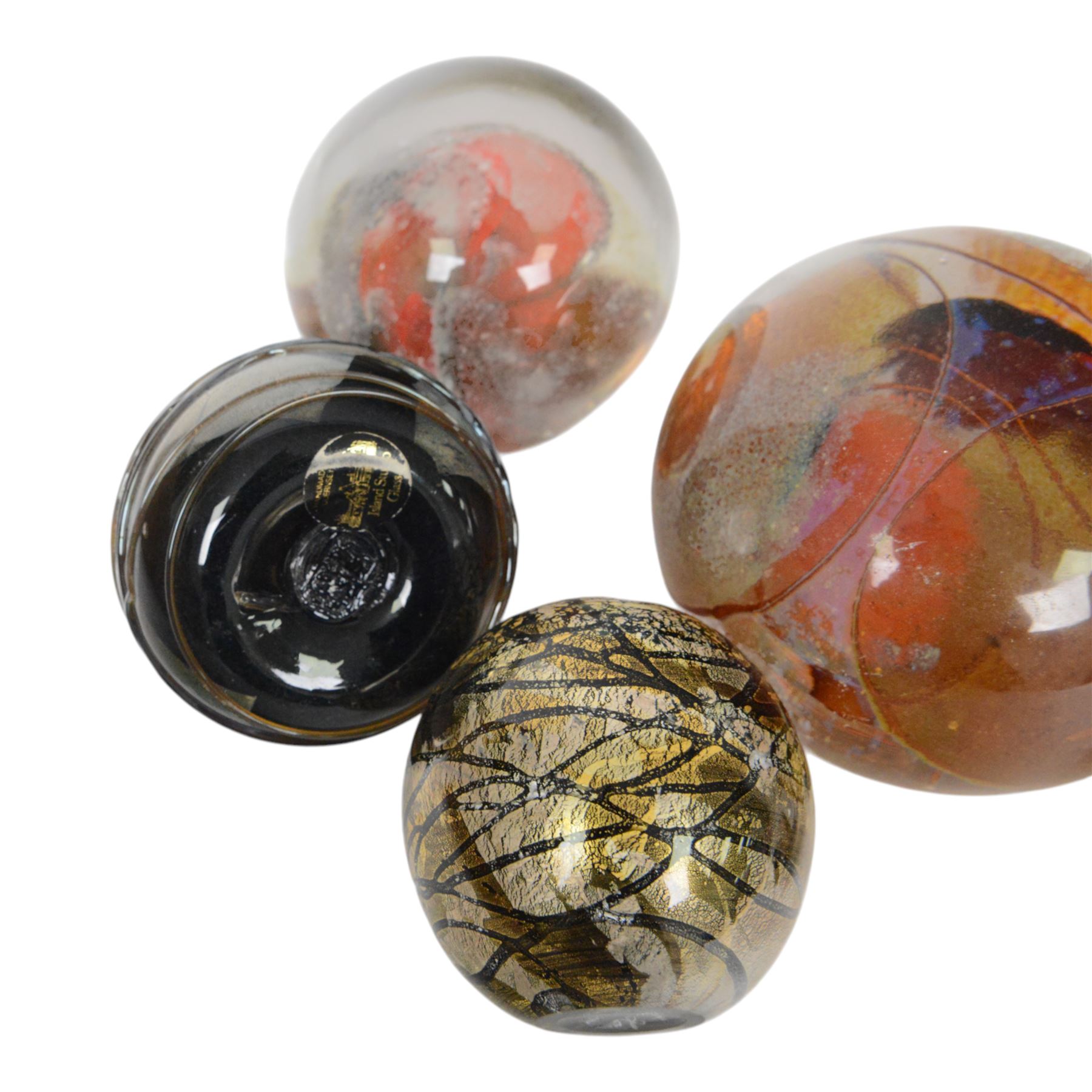  Pauline Solven paperweight, together with Island Studio Glass paperweight, Strathean glass and three others