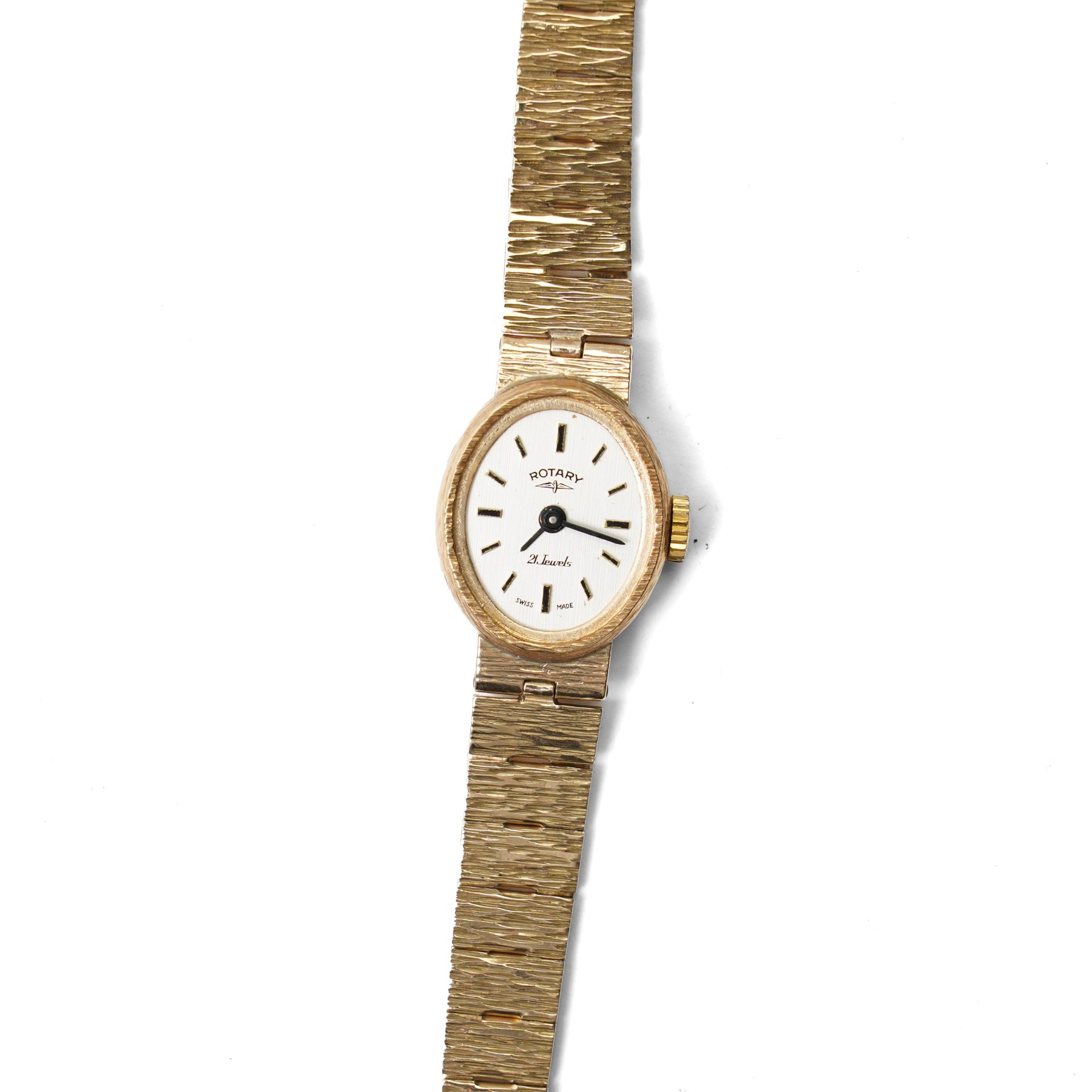 Rotary ladies 9ct gold manual wind wristwatch, on integral 9ct gold bracelet, hallmarked