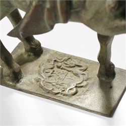 Chinese Tang style bronzed metal model of a horse, W28.5cm