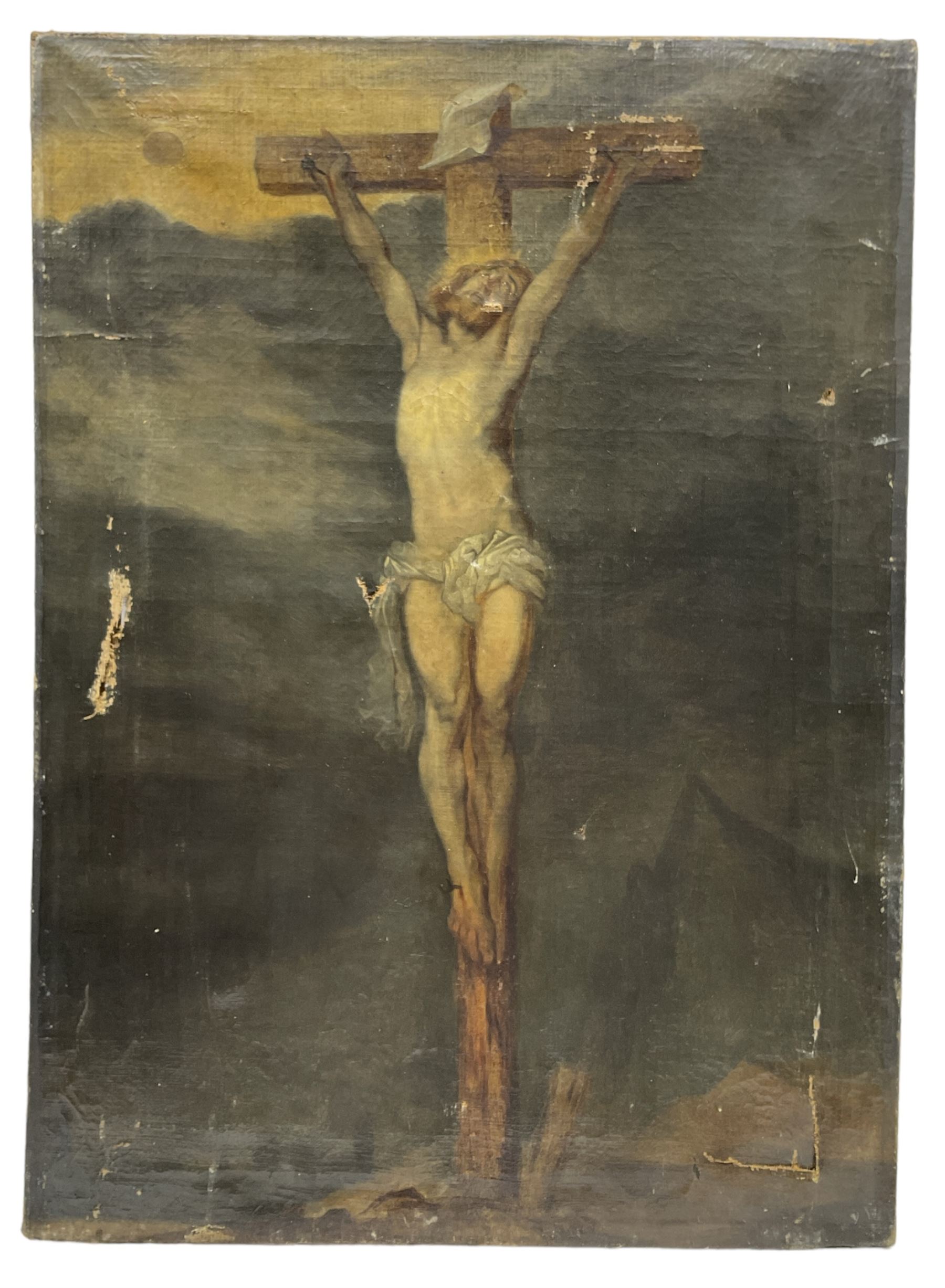 After Anthony van Dyck (Flemish 1599-1641): 'Crucifixion', 19th century oil on canvas unsigned 72cm x 52cm (unframed)
