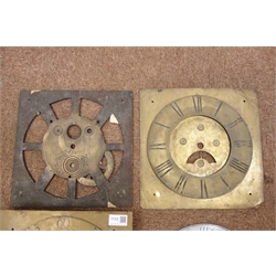  Various 19th century brass clock dial parts including dials chapter rings and backplates etc (5)  
