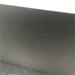 John Reeves (1981-) for Heal’s - ebonised ‘Louis’ dining table, with inset glass top, laminated rubberwood frame finished with a tough glossy polyurethane finish, raised on shaped supports