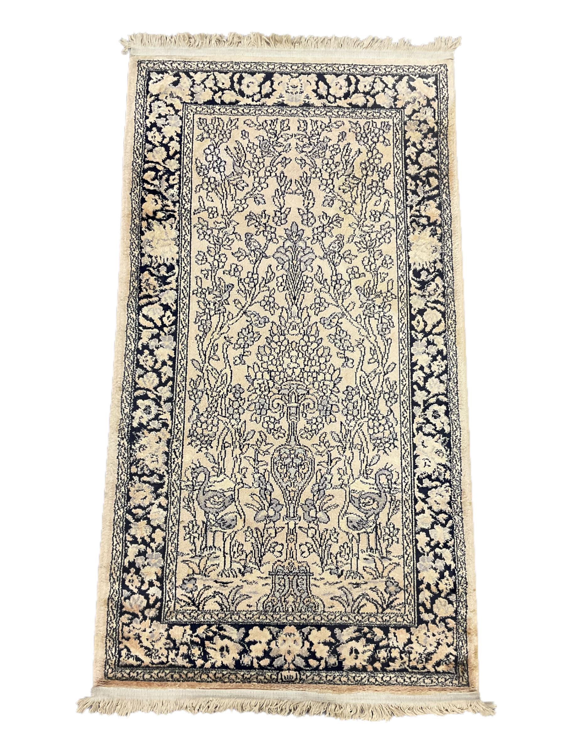 Small Bokhara green rug, Chinese hearth rug and two modern Persian design rugs