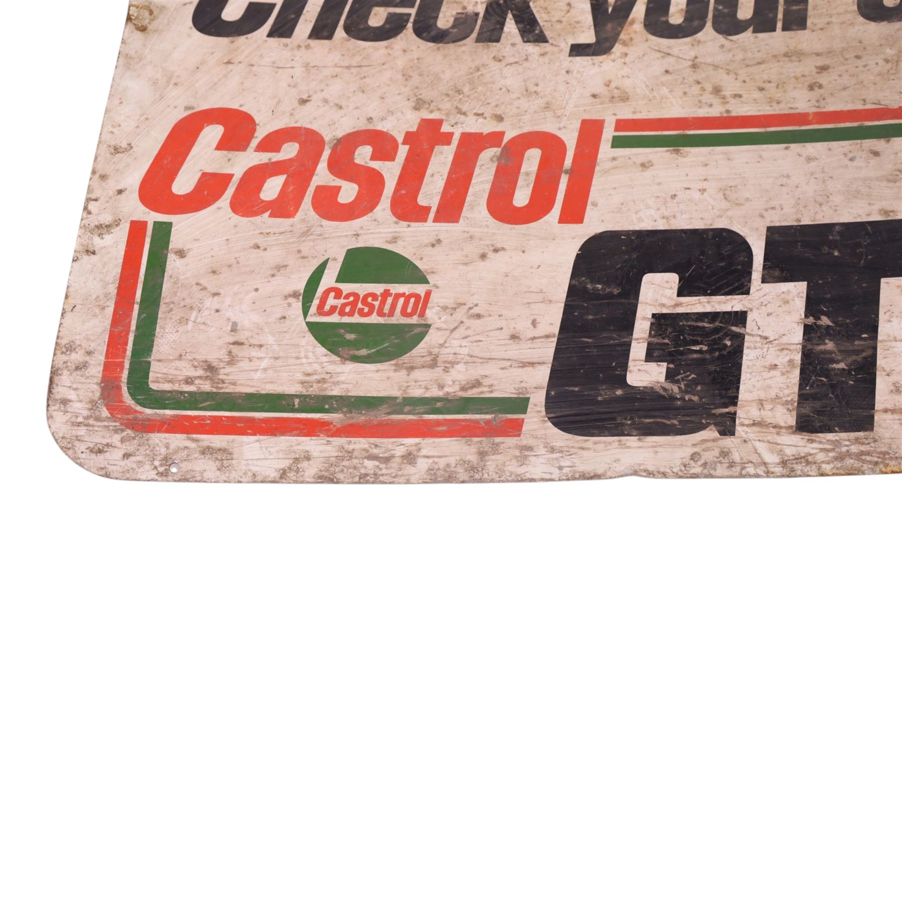 Check your oil Castrol GTX, metal sign, H46cm, L68cm