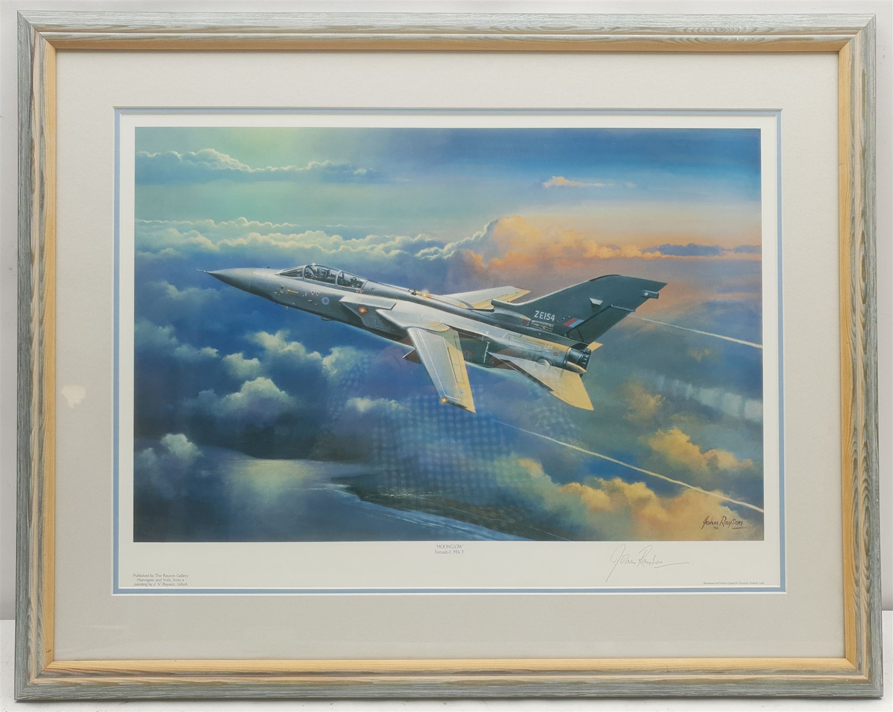 John Rayson (British 1934-1995): 'Moonglow Tornado F. M/k. 3', colour print signed in pencil pub. Rayson Gallery, 34cm x 51cm; Peter Deighan (Irish 1941-): 'Coulthard', limited edition colour print signed and numbered 114/500 in pencil 38cm x 32cm; Alan Fearnley (British 1942-): 'Mansell's British Victory', limited edition colour print signed and numbered 787/850 in pencil 36cm x 55cm (3)