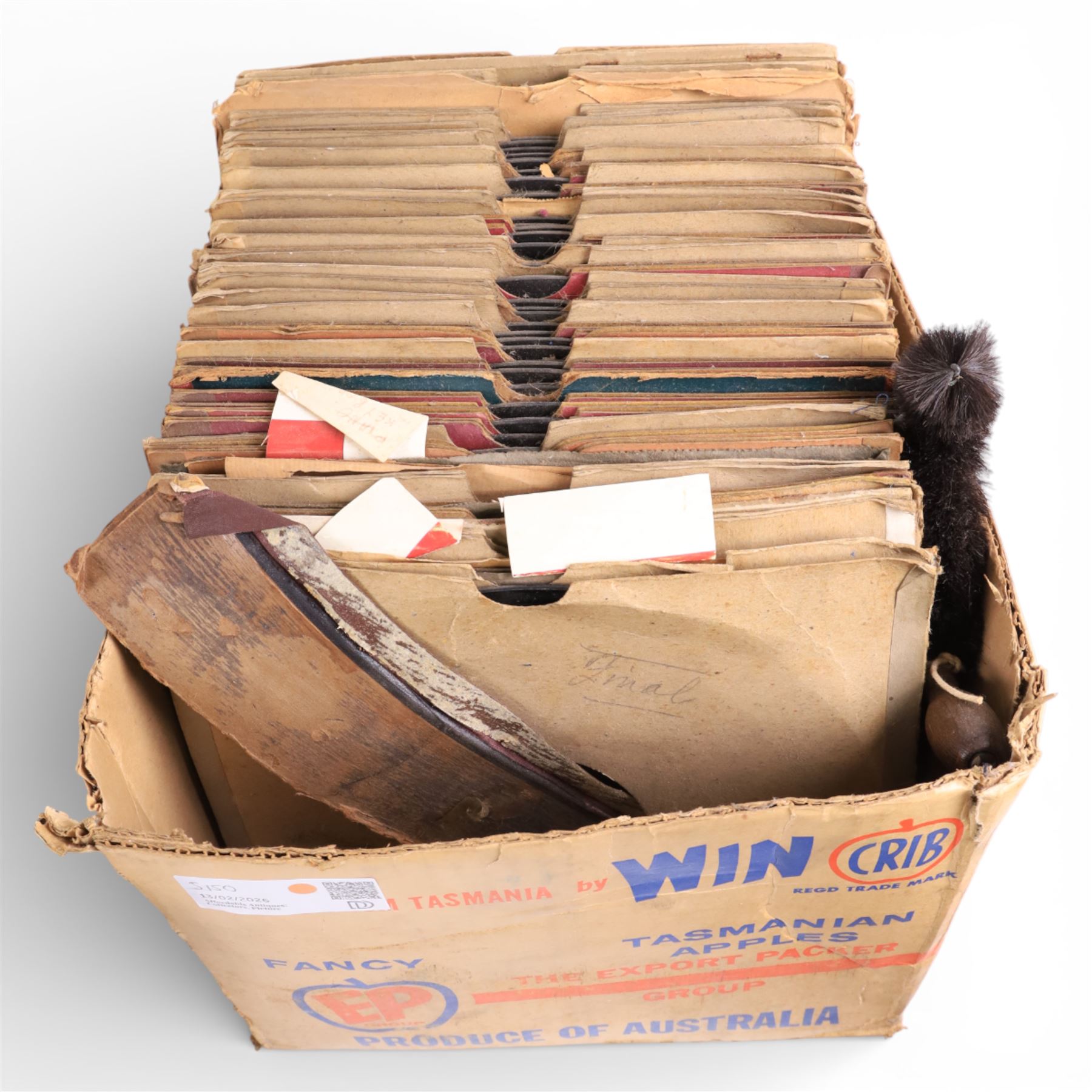 Masters Voice cased record player, together with a collection of records 