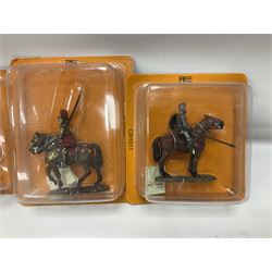 Nineteen Del Prado metal soldiers and one Cannon Barrel from periodical issues for Battle of Blenheim, Crimea, American Civil War etc; all in unopened blister packs, some duplicates