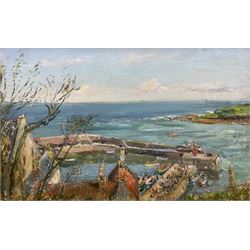 William Arthur Laurie Carrick (Scottish 1879-1964): View over Stonehaven Harbour, oil on board signed 34cm x 55cm