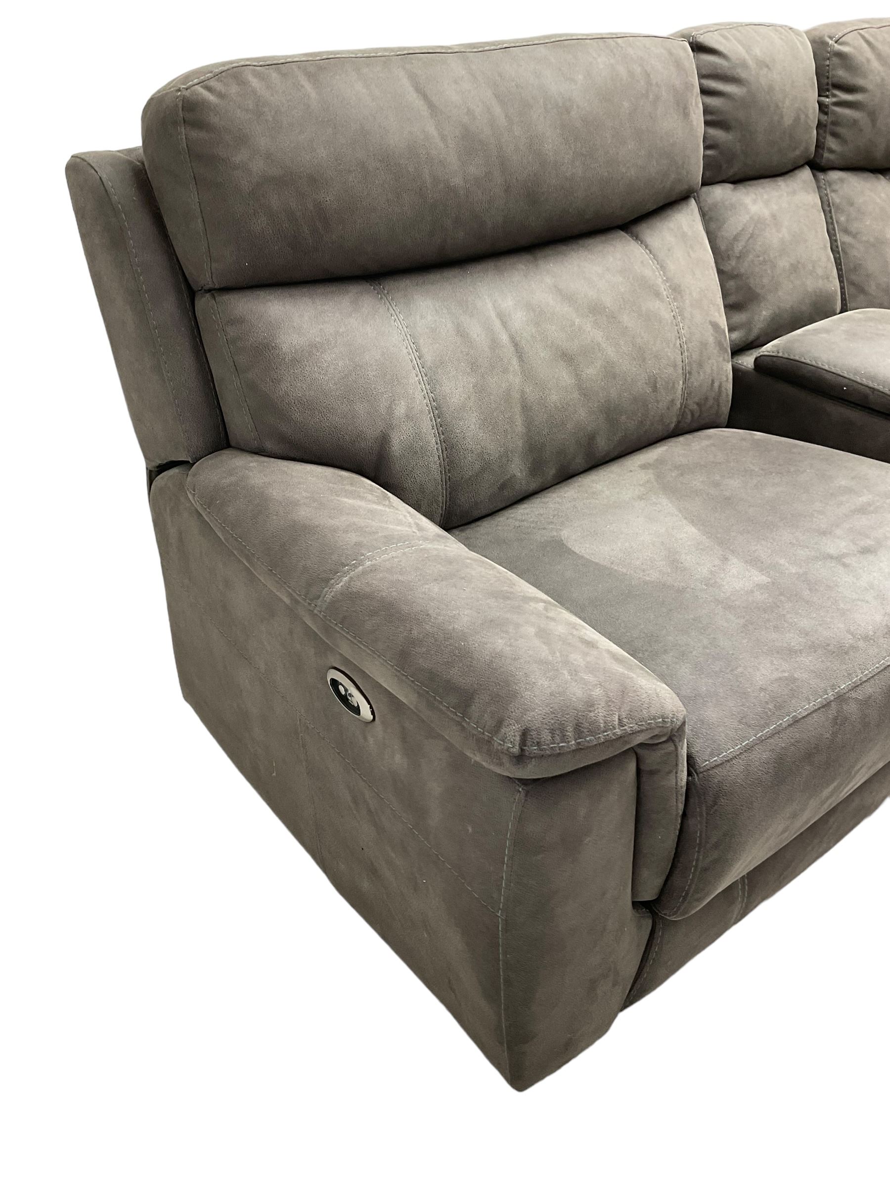 DFS Vinson two seat electric reclining smart sofa upholstered in stitched grey fabric Furniture Rugs Interiors