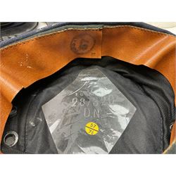 Black painted three colour railway lamp with revolving filters, H29cm; BR Acme Thunderer whistle; three railway peaked caps, two with BR Intercity 125 badge; small album of photographs of railway interest etc