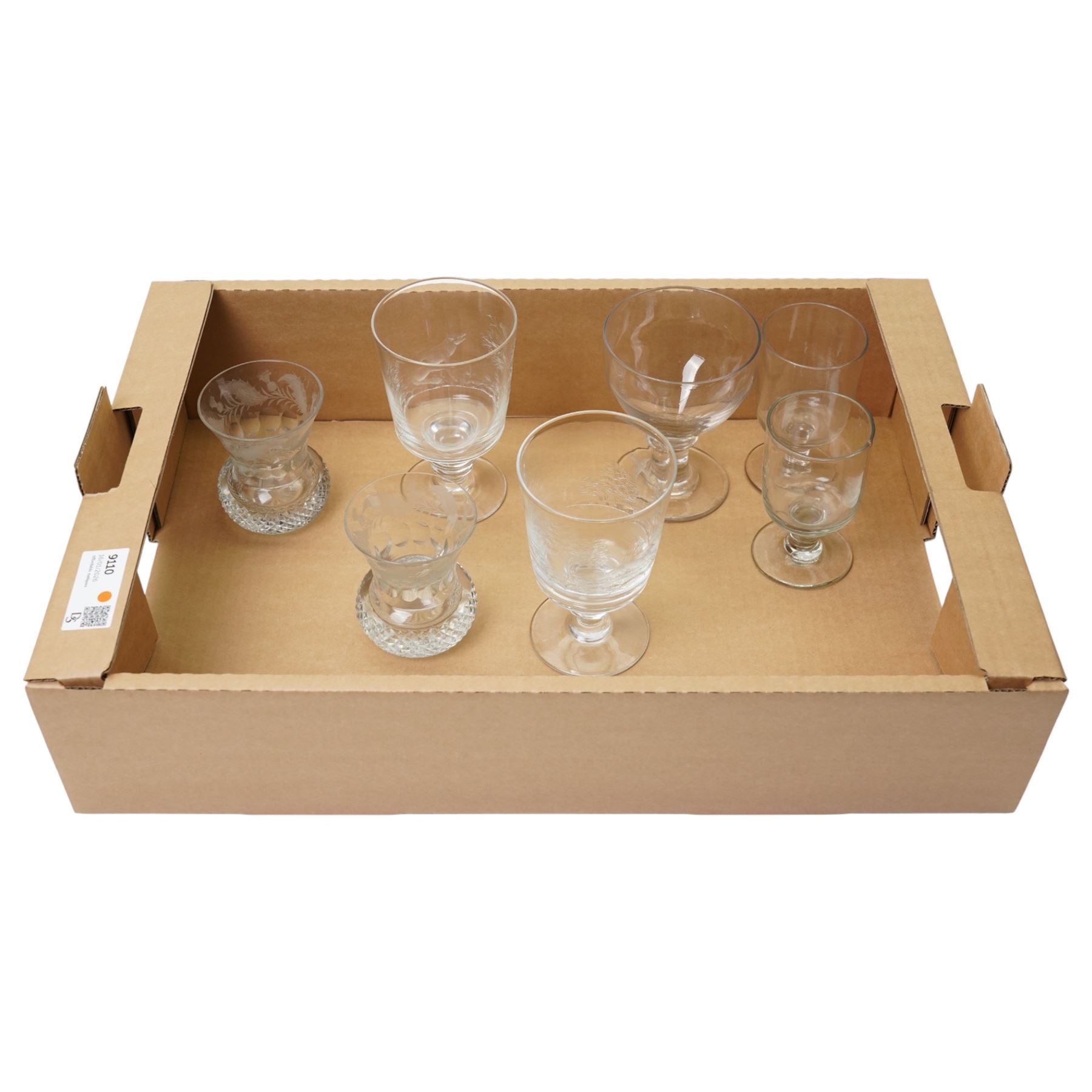 Three 19th century Rummers, one large and two smaller examples, and later glassware (7)