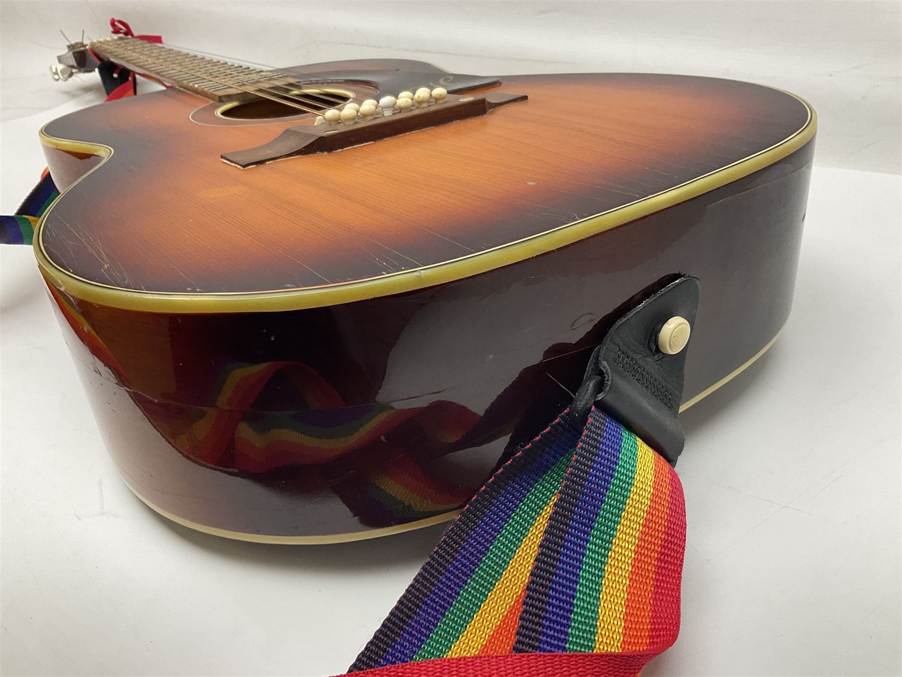 German Hoyer twelve-string acoustic guitar with metallic paper label L106cm; and Indonesian Yamaha F-310 acoustic guitar (2)