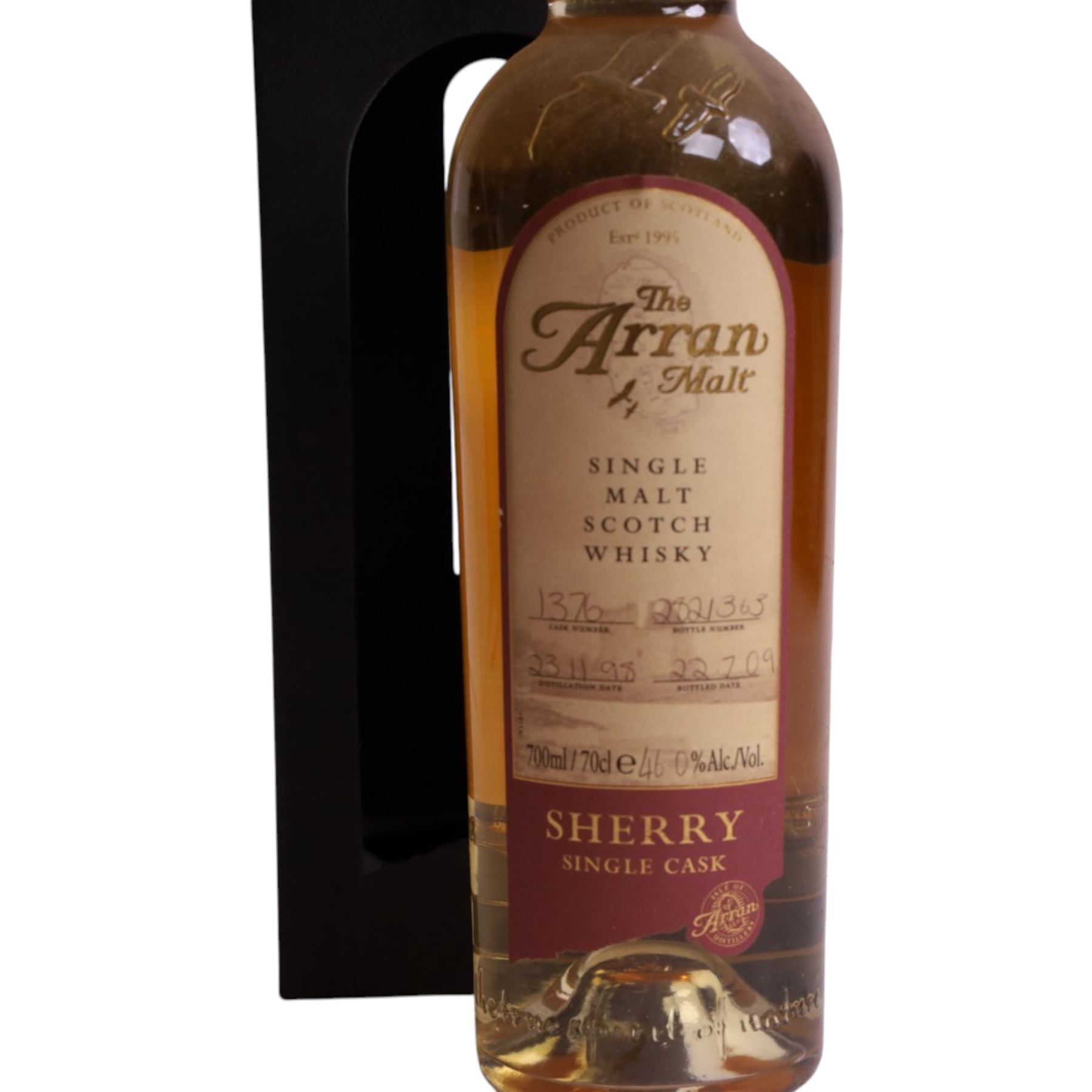Arran Distillery, The Arran Malt single malt scotch whisky, cask number 1376, bottled 22.07.2009, 70cl, 46% vol 