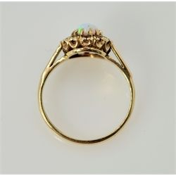 Gold opal and garnet cluster ring hallmarked 9ct