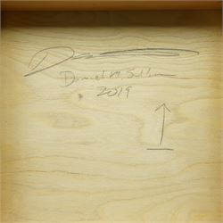 Daniel Martin Sullivan (American 1980-): 'Retrograde' and 'Abstract', oil on panel and oil on card signed and dated 2019 verso max 25.5cm x 25.5cm (2) (unframed)
Provenance: The Art House, Michigan, USA