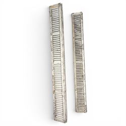 Two pairs of 19th century full height folding French Chateau louvre doors, pitch pine in cream painted finish, dimensions approx.