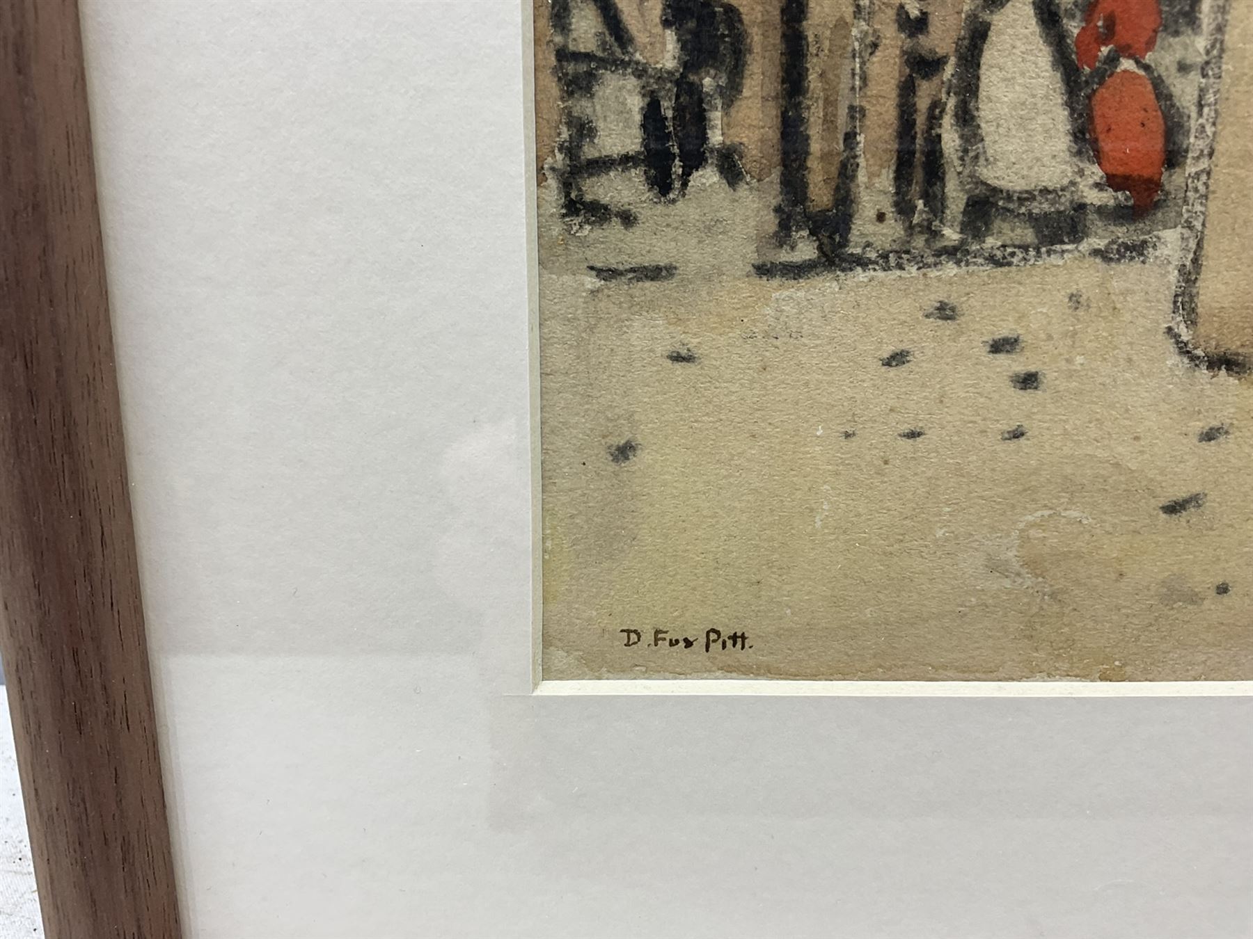 Douglas Fox Pitt (British 1864-1922): Figures under Brighton Pier, watercolour and charcoal signed 23cm x 35cm