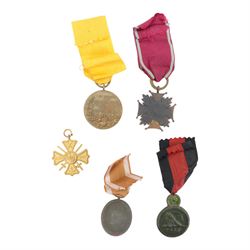 Group of European medals, comprising Prussia Regimental Commemorative Cross, Kaiser Wilhelm Centenary Memorial Medal, German Third Reich West Wall Medal, Belgium Yser Medal, Polish Bronze Cross of Merit