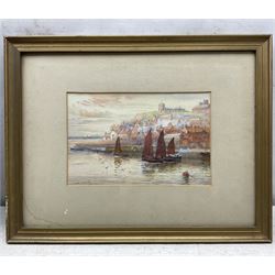John Wynne Williams (British fl.1900-1920): Whitby Harbour, watercolour heightened with white 16cm x 25cm; Edward Binns (British Early 20th Century): Staithes Harbour, watercolour signed, dated 1907 verso 26cm x 36cm (2)