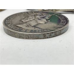 Korean War group of three medals comprising ERII Korea Medal awarded to 22307852 Pte. M. McGill R.A.M.C., UN Korea Medal and ERII General Service Medal with Malaya clasp to 22307852 Cpl. M. McGill R.A.M.C.