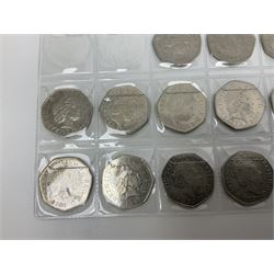 Queen Elizabeth II decimal fifty pence coins, including commemoratives, face value 11 GBP