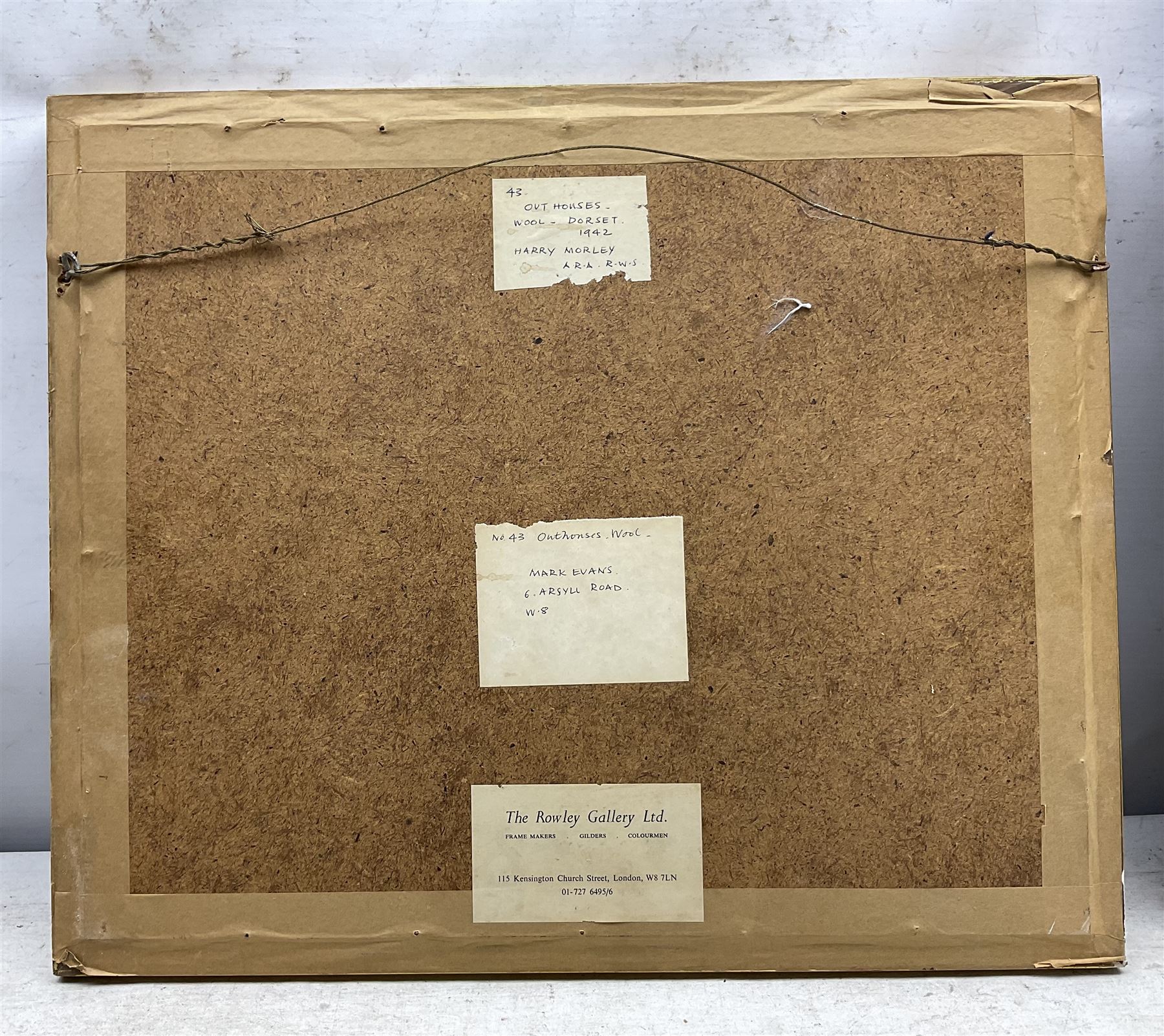 Harry Morley (British 1881-1943): 'Outhouses - Wool, Dorset', watercolour signed, titled and with Rowley Gallery label verso 21cm x 28cm 