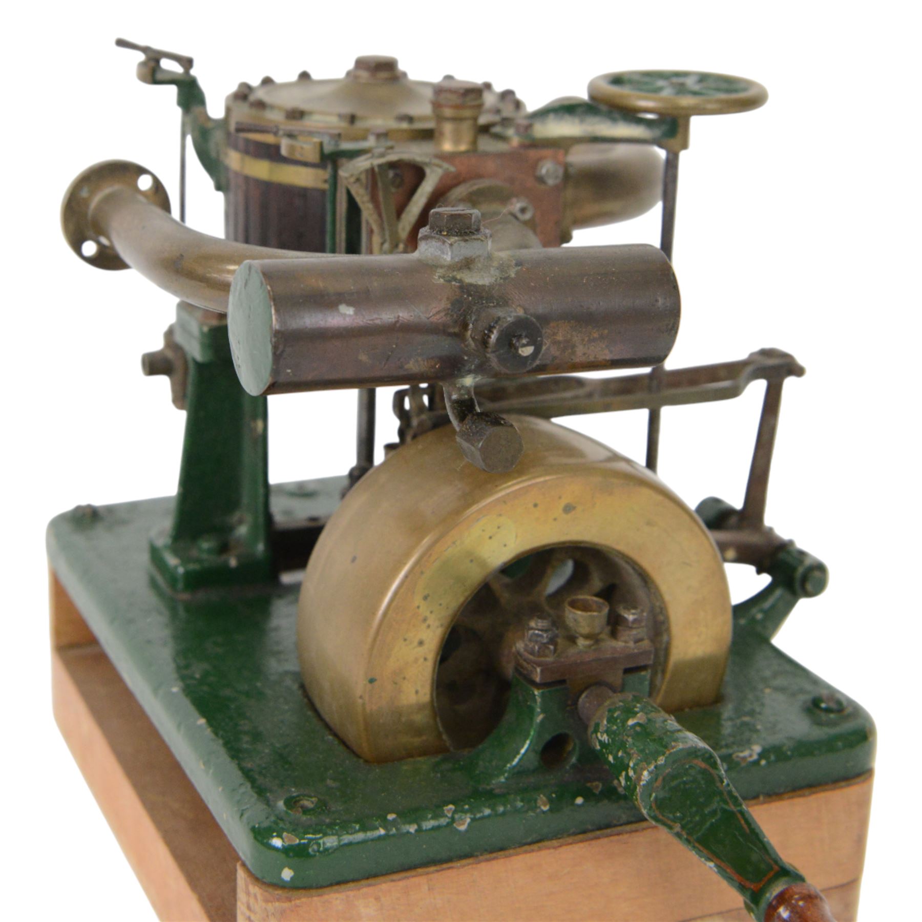 Scratch built single cylinder stationary steam engine, with Stephenson's link motion, circa 1900, H16cm