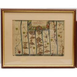 After John Ogilby (British 1600-1676): 'The Roads from York to Whitby and Scarborough' and 'The Road from London to Flamborough Head', two early 20th century strip maps 20cm x 29cm and 14cm x 29cm (2)