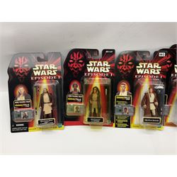 Star Wars - twenty-four Star Wars Episode One figures in card backed packaging; Collections 1, 2 and 3 with Electronic Commtalk reader for each figure's commtalk chip.