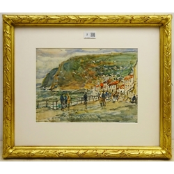 Rowland Henry Hill (Staithes Group 1873-1952): Busy Day Staithes, watercolour signed and dated 1943, 23cm x 32cm


