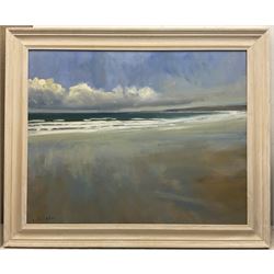 Malcolm Ludvigsen (British 1946-): 'Filey Beach', oil on canvas signed, titled and dated 2012 verso 53cm x 75cm