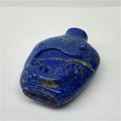 Chinese lapis lazuli scent bottle, lacking stopper L7.5cm 