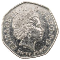 Queen Elizabeth II 2009 Kew Gardens fifty pence coin, from circulation