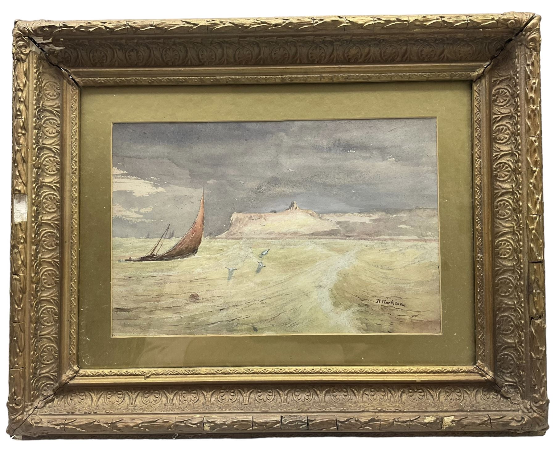 Joseph Eaman (British 1853-1907): Boats in Scarborough South Bay, oil on canvas signed 25cm x 42; Robert Clarkson (British 1857-1924): North Bay Scarborough, watercolour signed 19cm x 29cm (2)