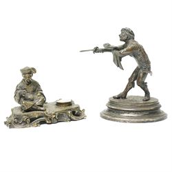 Early 19th century bronze 'go to bed' in the form of a seated Chinese figure on a rococo b...