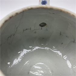 18th century Chinese blue and white teapot, painted with floral sprays, with lobed body and cover, H11cm