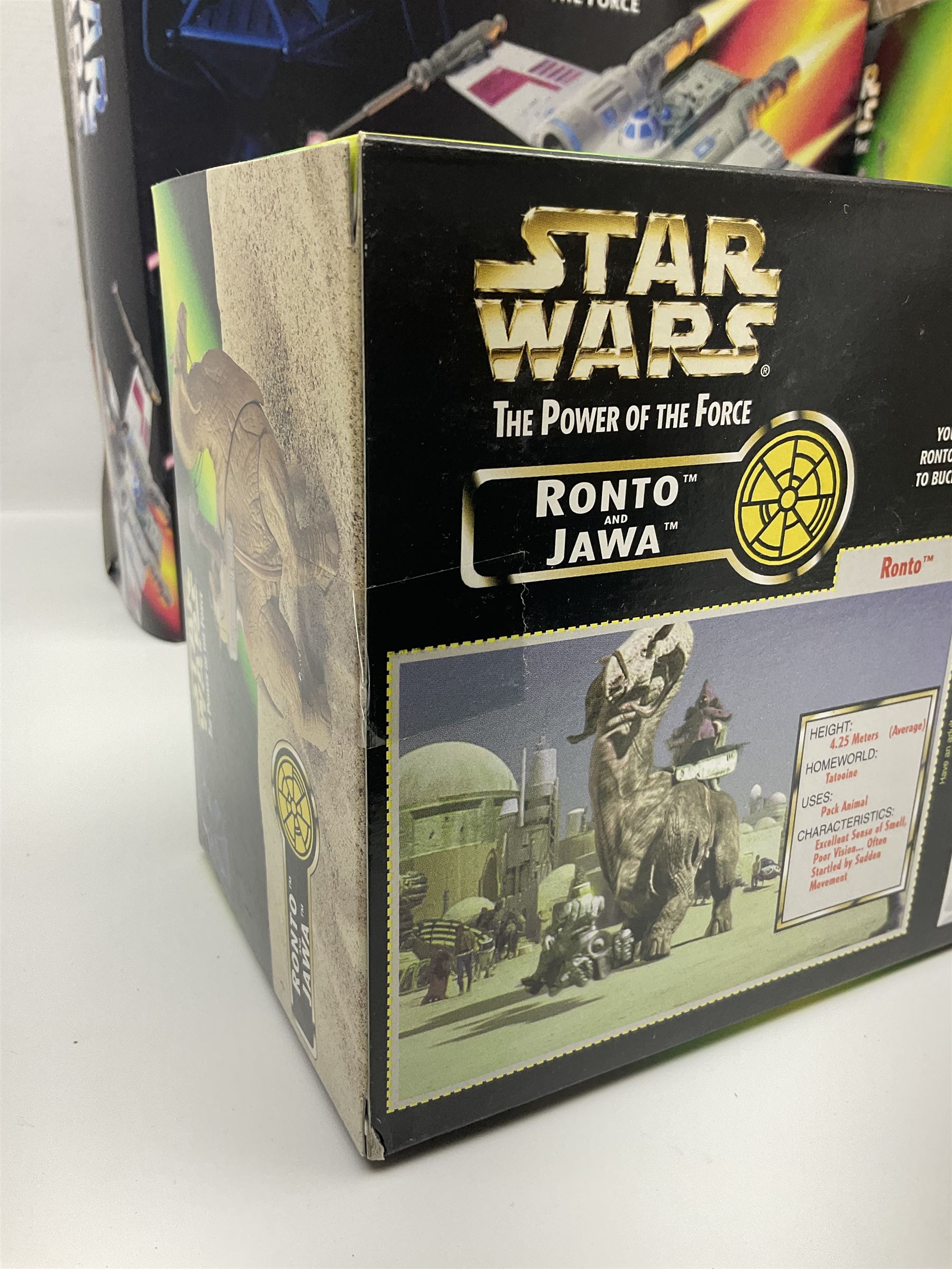 Star Wars - The Power of the Force - Electronic X-Wing Fighter; Rancor and Luke Skywalker; Bantha and Tusken Raider; Jabba the Hutt and Han Solo; and Ronto and Jawa; all in sealed boxes (5)