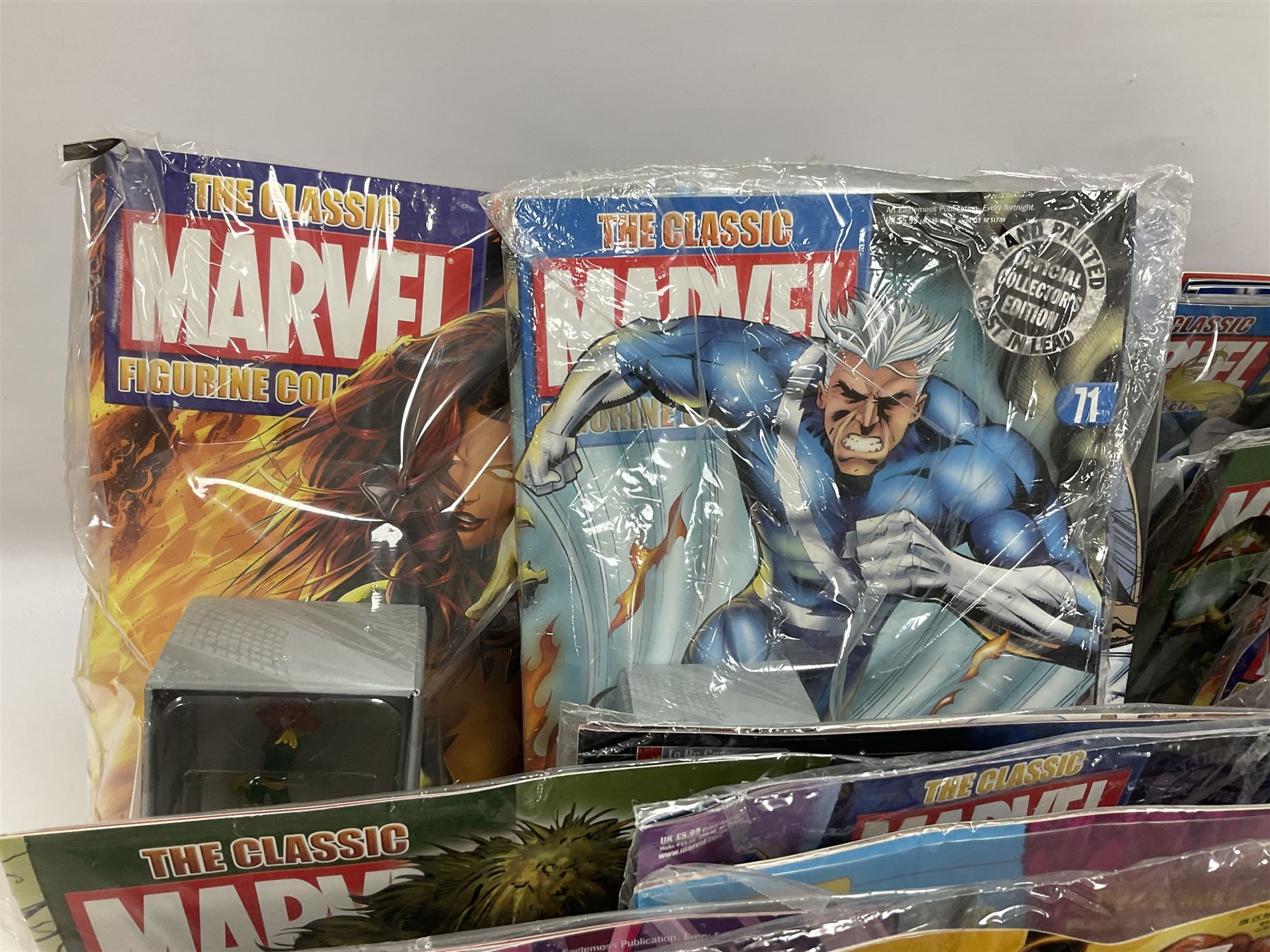 Eaglemoss The Classic Marvel Figurine Collection - forty-one magazines with models each as issued in unopened plastic bags; eleven boxed models and eight loose periodicals; in three boxes (60)