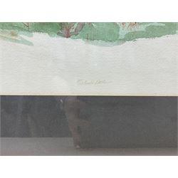 Michael Atkin (Contemporary): Yorkshire Village Street, watercolour signed 37cm x 54cm