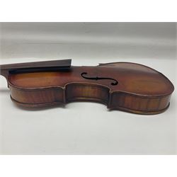 Saxony violin c1890 with 35.5cm two-piece maple back and ribs and spruce top L59cm overall; in carrying case