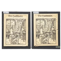 German School (20th Century): ‘Frühling’ ‘Sommer’ ‘Herbst’ and ‘Winter’- The Seasons, set of four reverse glass paintings (4) 