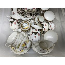Royal Cauldon Victoria pattern dinner wares to include lidded tureen, dinner plates and twin handled soup bowls, together with Bisto and Blairs tea wares, cased fish slice and fork, silver plated metalware etc in two boxes